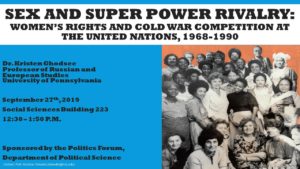 "Sex and Superpower Rivalry: Women's Rights and the Cold War Competition at the United Nations, 1968-1990" poster.