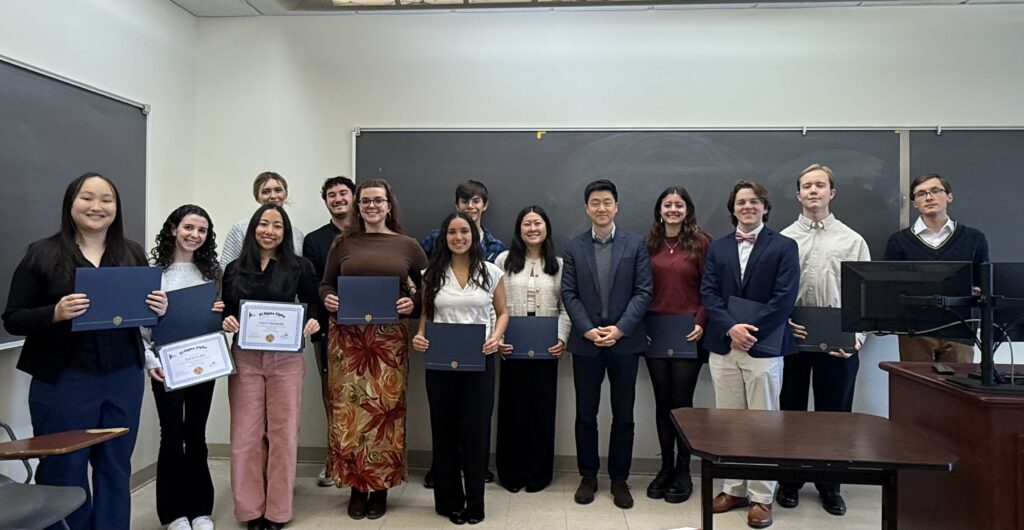 Dr. Cho is pictured with the students inducted into the Pi Sigma Alpha Honor Society.
